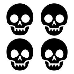 4 set skull icons silhouette vector illustration