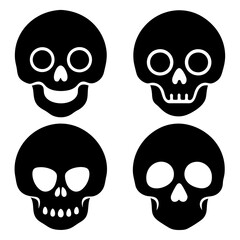 4 set skull icons silhouette vector illustration