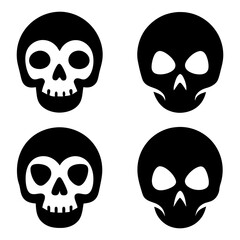 4 set skull icons silhouette vector illustration