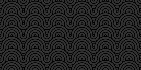 Minimal Vector overlapping Pattern diamond geometric dark black spiral line waves abstract wave line. seamless orange tile stripe overlap creative retro circle line fabric pattern black background.