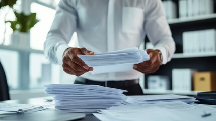 Checking and managing transportation documents at the manager's desk