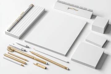 Realistic blank stationery set mockup isolated created with generative ai