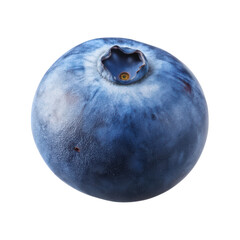 Close up of a single fresh blueberry, showcasing its vibrant blue color and smooth texture, commonly used in desserts and healthy snacks. Isolated on transparent background, png.