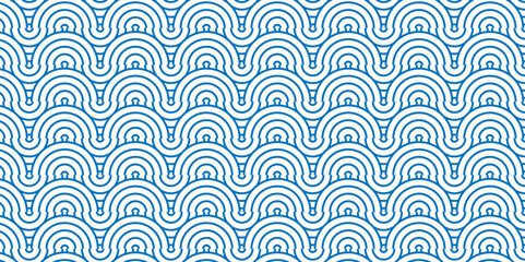 Minimal Vector overlapping Pattern diamond geometric blue color spiral line waves abstract wave line. seamless blue tile stripe overlap creative retro circle line fabric pattern white background.
