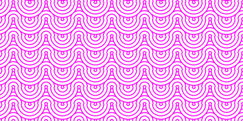 Minimal Vector overlapping Pattern diamond geometric pink color spiral line waves abstract wave line. seamless pink tile stripe overlap creative retro circle line fabric pattern white background.