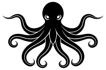 Octopus silhouette vector art illustration on a white background.