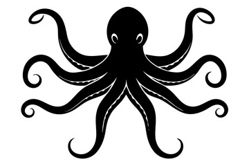 Octopus silhouette vector art illustration on a white background.