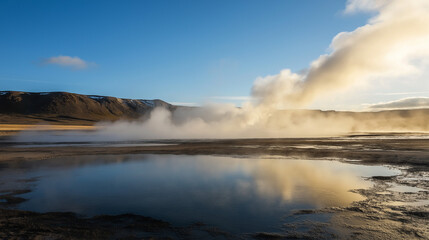 Obraz premium dry lake landscape in the morning