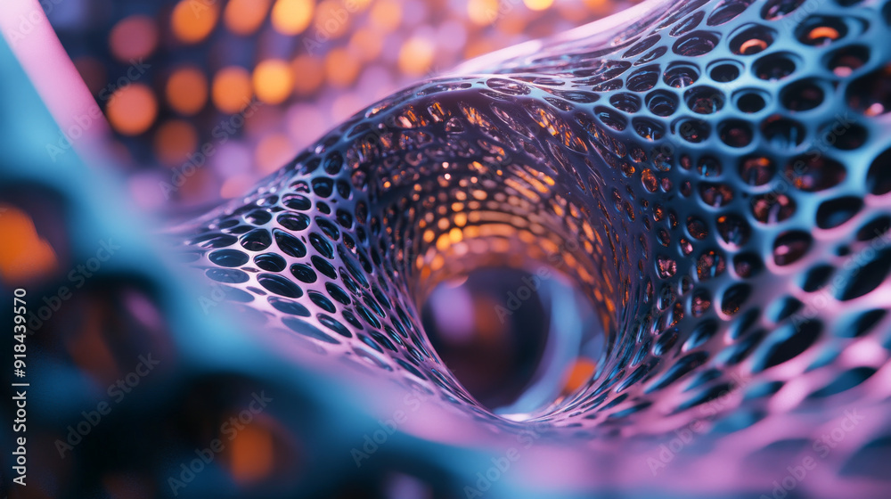 Wall mural futuristic nanotechnological cocoon, advanced processor, and neural networks within the cyber world.