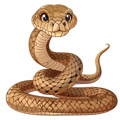 Fototapeta premium Cartoon snake with large eyes looking up at viewer.