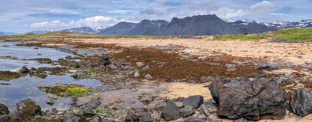 Golden sands at Ytri Tunga Beach in Iceland's Snæfellsnes Peninsula