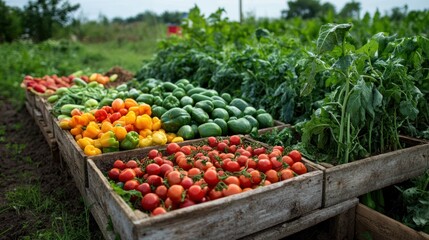 Freshly harvested vegetables on an organic farm