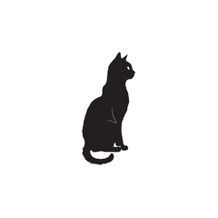 black and white cat vector