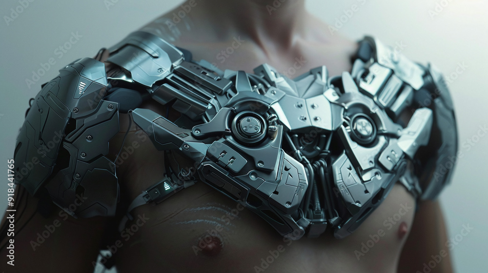 Wall mural heavy cybernetic shoulder and chest armor with advanced technology