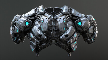 Heavy Cybernetic Shoulder and Chest Armor with Advanced Technology