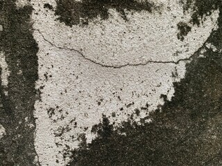 stone wall background, Cement road with cracking trail, gray ground floor