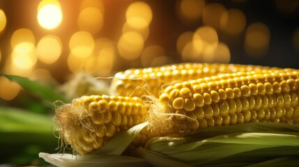 Close-up of Corn on the Cob with Bokeh Background