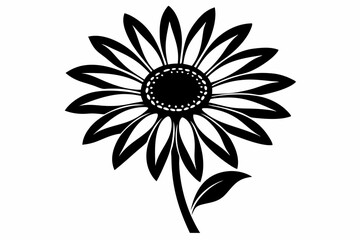 Daisy black and white flower silhouette on white background, Vector illustration, bird, icon, svg, characters, Holiday t shirt, Hand drawn trendy Vector illustration, Rose flower