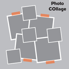 8 photo collage template. vector illustration, new collections