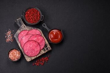 Delicious smoked salami sausage sliced with salt, spices and herbs