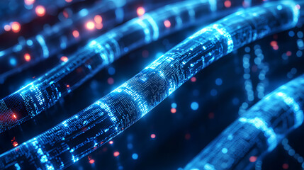 Glowing data cables transferring information background