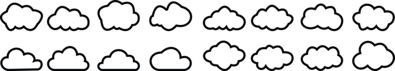 Clouds icon set , isolated on a transparent background. Logo and sign. Cloud technologies. Simple modern design. Flat style vector, vector pictogram design template, used for mobile phone website ui.