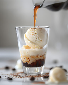 Delectable Affogato with Vanilla Ice Cream and Hot Espresso