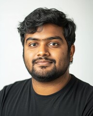 Fototapeta premium Portrait displaying an Indian man expressing introspection and confidence