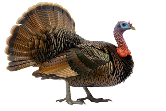 Majestic Turkey With Fanned Tail And Vibrant Plumage, transparent background