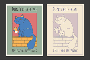 Vintage-inspired wall decoration with a charming blue cartoon character in a modern style, vector illustration