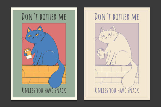 Vintage-inspired wall decoration with a charming blue cartoon character in a modern style, vector illustration