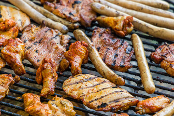 Grilled meat.