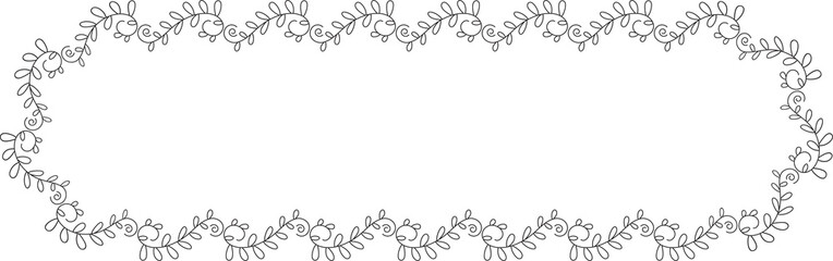 Flowers and Leaves Wedding Line Illustration