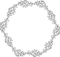Flowers and Leaves Wedding Line Illustration