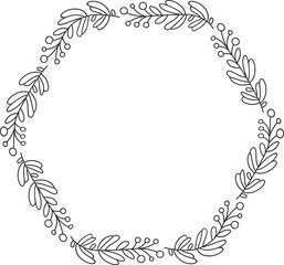 Flowers and Leaves Wedding Line Illustration