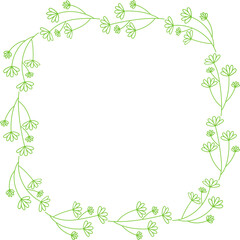 Floral Wreath and Leaves Line Illustration
