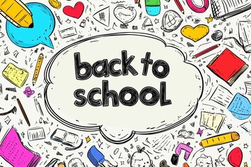 Fototapeta premium Back to School Creative Themed Background with School Supplies
