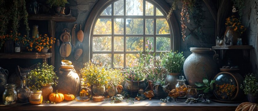 Enchanting 3D Witch Cottage Abound with Spooky Herbs, Potions, and Magical Items