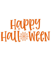 Happy Halloween typography design on plain white transparent isolated background for card, shirt, hoodie, sweatshirt, apparel, card, tag, mug, icon, poster or badge