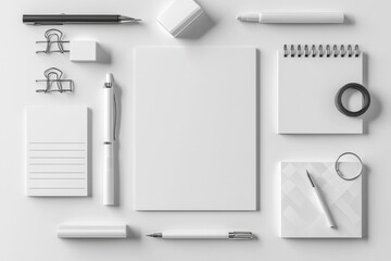 Realistic blank stationery set mockup isolated created with generative ai