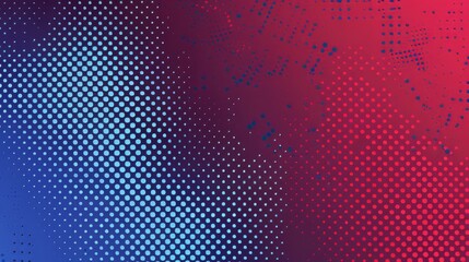 Red halftone dots blue color pattern gradient grunge texture background. Dot pop art comic sport style vector illustration. Eps10 --ar 16:9 --v 6 Job ID: 6075daea-df79-4918-8f5d-51829a475be7