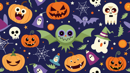 Naklejka premium Halloween seamless pattern