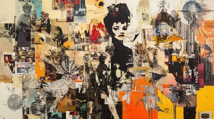 Fototapeta premium An intricate contemporary art collage, blending various elements into a cohesive and visually engaging piece.