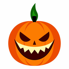  A carved pumpkin with a menacing grin illuminated vector illustration