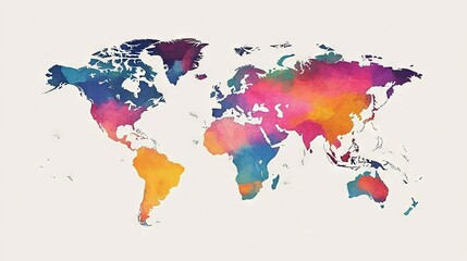 World map isolated modern colorful style. for website layouts, background, education, precise, customizable, Travel worldwide, map silhouette backdrop, earth geography, political, reports. --ar 