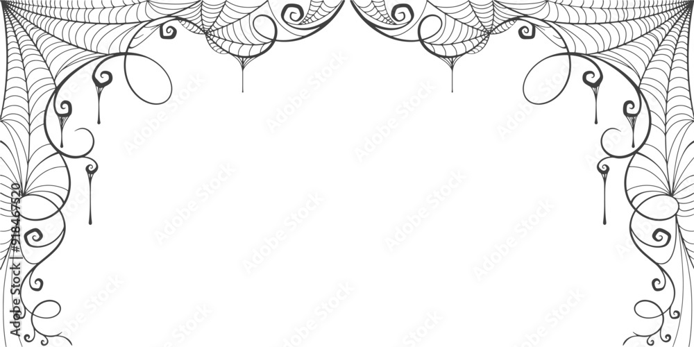 Canvas Prints halloween horizontal frame black cobweb on transparent background ilustration vector. halloween conc