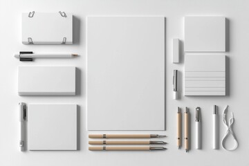 Realistic blank stationery set mockup isolated created with generative ai