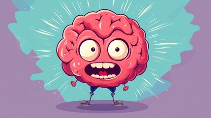 A cartoon brain with a big smile on its face