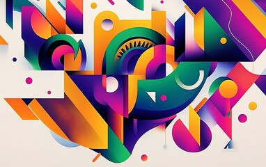 Vibrant graphic design illustration, creative typography, dynamic shapes, eyecatching colors, modern art, bold design, striking visuals