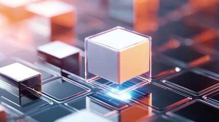 Virtual storefront, B2B online shopping, floating holographic interface, modern background